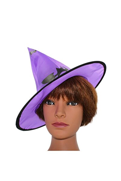 Gift Design Καπέλο μάγισσας, για το Χάλογουιν, με νυχτερίδες, μοβ χρώμα