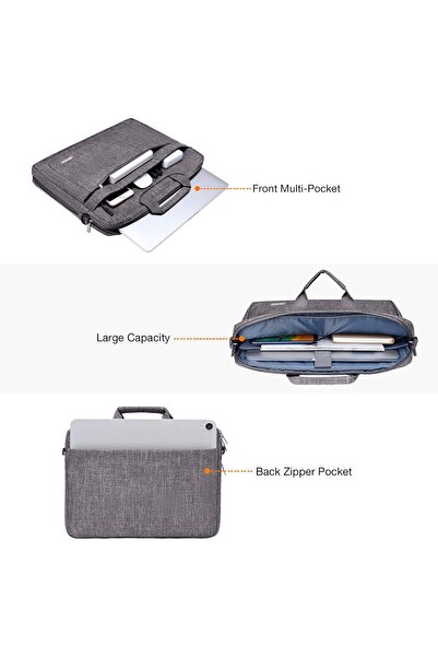 Mosiso حقيبة كتف للكمبيوتر المحمول (17-17.3 بوصة) رمادية