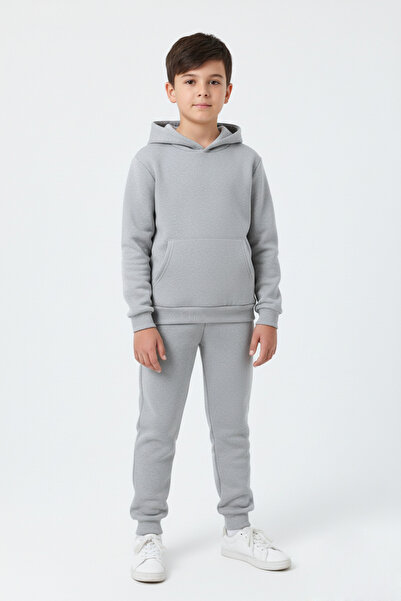 FYK KİDS Σετ αθλητικής φόρμας για αγόρια με κουκούλα με 3-σκέλη χοντρή χειμερινή τσέπη καγκουρό