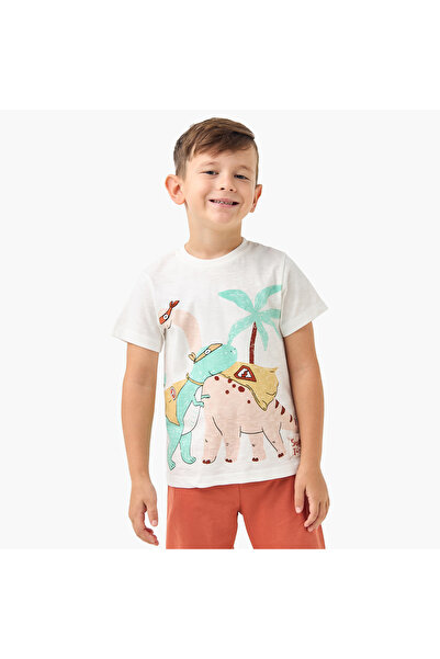 Juniors Graphic Print T-shirt and Solid Pyajama Set