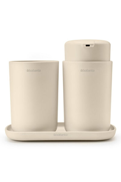 Brabantia 1006266 Bathroom Accessory Set, 3 Pieces, 250 ml, Corrosion Resistant, Beige