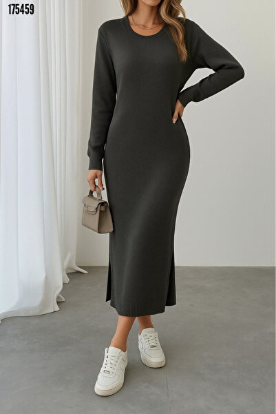 Modayakamoz Noul sezon Tricotaj cu mânecă lungă pentru femei Rochie midi cu d...