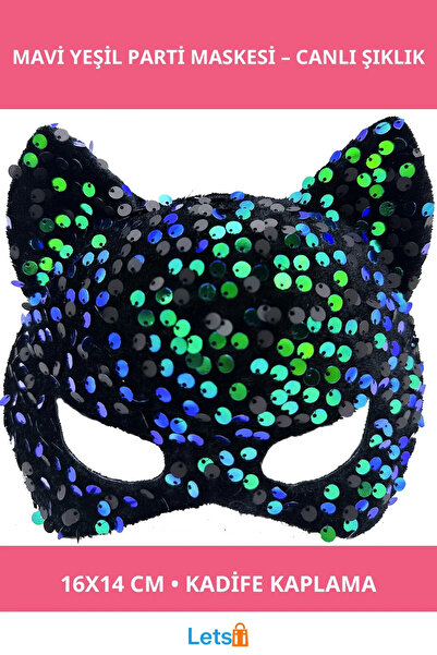 Letsii Black Velvet Blue Green Stylish Party Mask