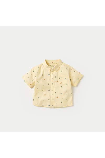 Juniors Dinosaur Print Collared Shirt and Elasticated Shorts Set