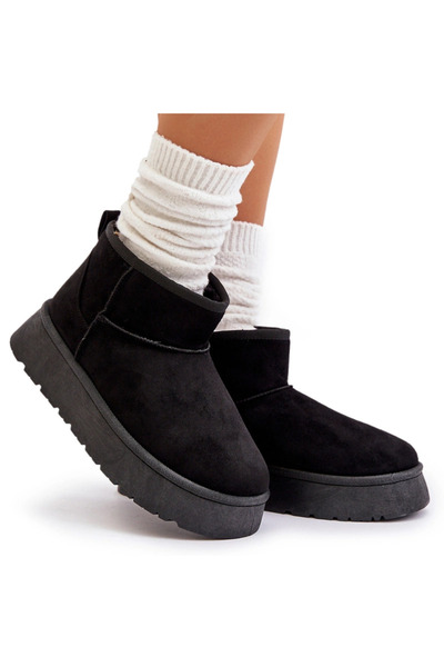 Evento Botine De Zăpadă Femei Pe Platformă Izolate Cu Blană Negre Saldren 39