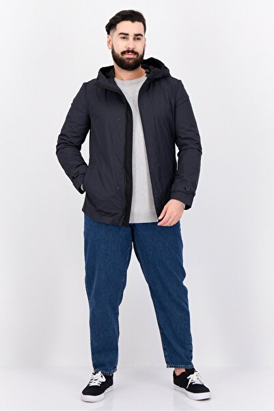Geox Men Plain Hooded Parka Jacket, Navy Blue
