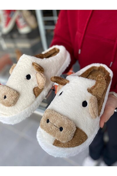 Mejit Tatlı İnek Yumuşak Tüylü Peluş Panduf Terlik