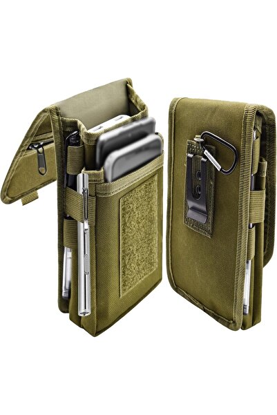 Generic Katolk Dual Phone Holster Belt Pouch - Large Tactical Smartphone Holder (Army Green)
