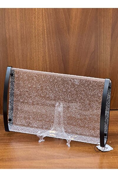 ALQANNAS صحن تقديم اكرلك نقش ثلجي ومسكات من الحديد الاسود ذات الجوده العاليه