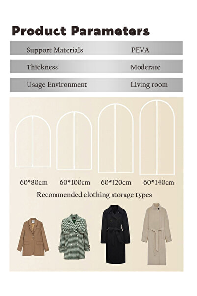 Generic 5PCS Garment Cover Bag 5pcs Clear Clothes Covers , Hanging Covers, Dust-proof Protector (60*120CM)