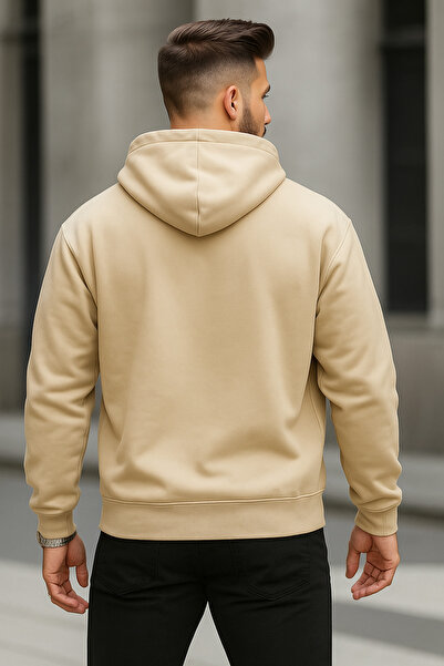 DEEPSENCE Чоловічий бежевий худі з капюшоном Robotıc