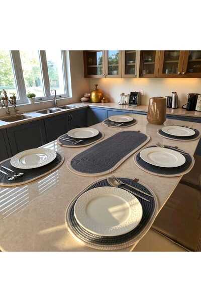 Wooden Factory Natural Bamboo Wicker Placemat and Runner Set Table Decoration, Dining Table Serving Set, Stylish Presentation Set