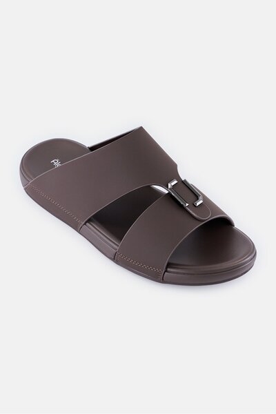 Algspar Men Slip On Arabic Sandals, Dark Brown