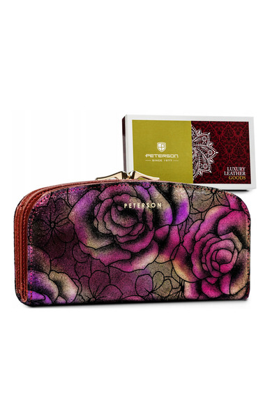 Other Large, roomy wallet made of genuine leather with a floral pattern - Peterson