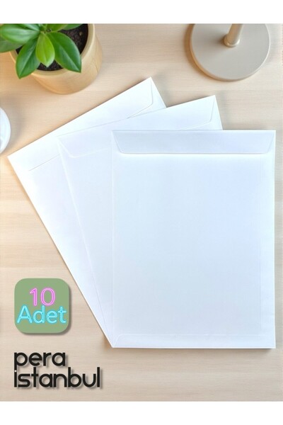 Pera İstanbul 10 Adet 24x32 cm Beyaz Davetiye Lüks Tebrik Kartı Mektup Mühür ...