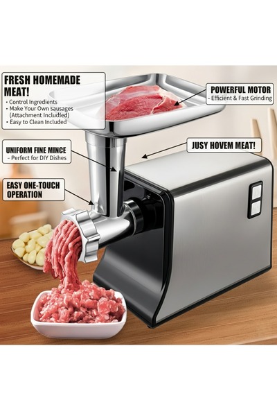 ET-LIFE Electric Meat Grinder, 1000W, Stainless Steel Food Grinder High Volume Mincer, for Home Kitchen Use
