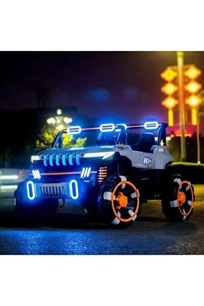 My modern game A four-wheeled sports Jeep with flashing lights, available in red, white, blue, and gray, 12 volts, suitable for ages 2 to 8 years.