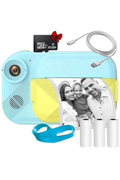 SMARTIC Instant printing photo camera, Full HD 1080p, 12MP, 3.5", SD 32GB+3 rolls, selfie+1 game+MP3