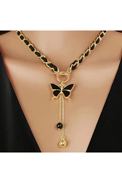 İnci Mercan Bujiteri Kelebek Kolye - Bohem Şık Tarz, Püskül Kolye, Klavikula Zinciri Takı