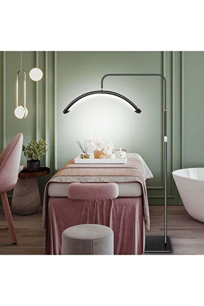 Saharaz مصباح أرضي على شكل نصف قمر، 36 وات، مع حامل هاتف، 3 سطوع قابل للتعديل، لصالونات تجميل الأظافر، 1.4-1.9 متر