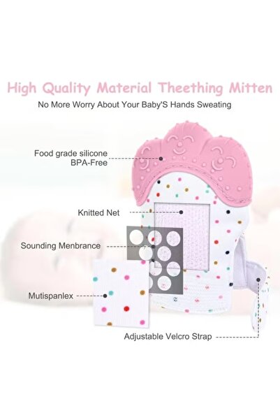 Generic Baby Teether bracelet and glove set,Baby Bracelet Teether,Baby Hand Teether Toys(Pink)