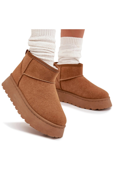 BOTO Cizme De Zăpadă Pentru Femei Pe Platformă Izolate Cu Blană Camel Vesirae 40