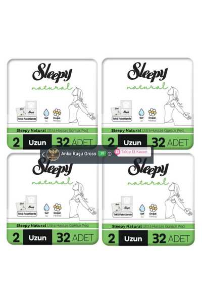 Sleepy Natural Ultra Hassas Günlük Ped Uzun 32 x 4 = 128 Adet Ped