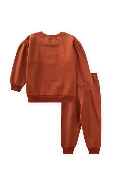 Cigit Label Detailed Sweatshirt Set 1-7 Years Old Tile