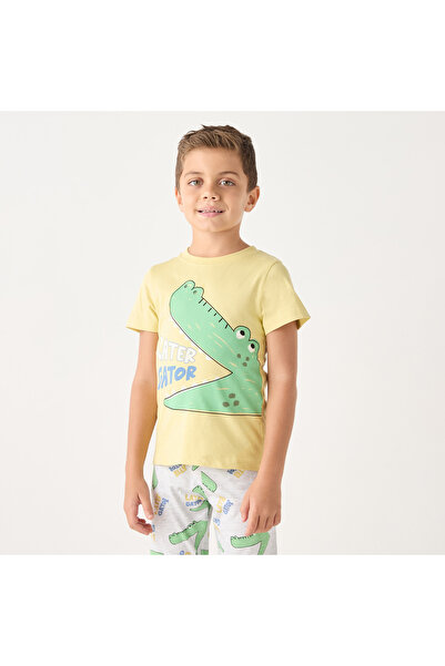 Juniors Alligator Print Short Sleeves T-shirt and Elasticated Joggers