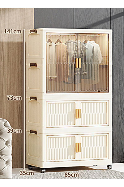 Generic Foldable Stackable Clothes Storage Bins , Freestanding Portable Wardrobe Closet Organizer 85cm Wide