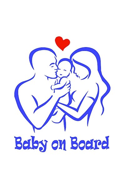 Oracal Sticker Happy Family, familie fericita, baby on board, 20cm, albastru