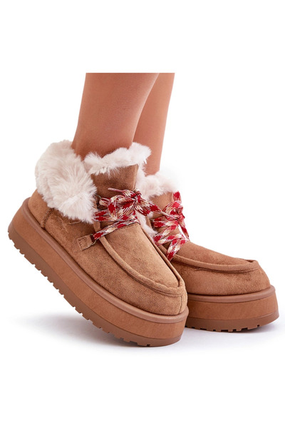 BOTO Botine De Zăpadă Femei Joase Pe Platformă Cu Blană Camel Neathren 39