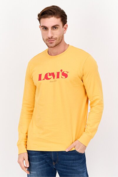 Levi's Men Crew Neck Long Sleeve Brand Logo Sweatshirt, Orange