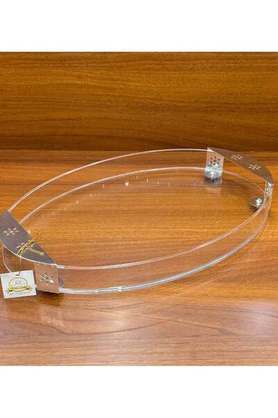 ALQANNAS Premium Acrylic Serving Tray with Silver Handles | Medium Size, Durable Clear Acrylic for