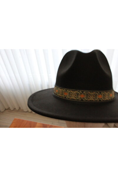 nuit Black Fedora Hat // Ethnic Patterned Fedora Hat