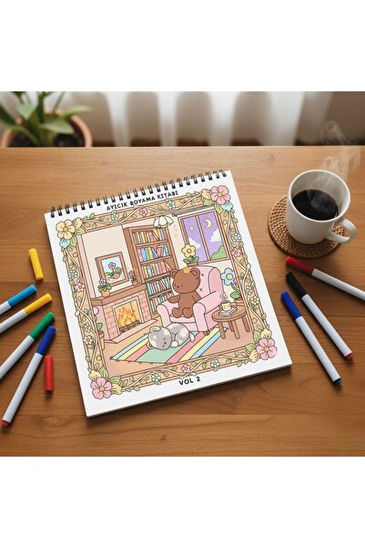 M&H Coloring Ayıcık Vol 2 - 21x21 cm Boyama kitabı Çocuk ve Yetişkinler için