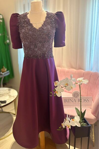 Irina Ross Purple Pearls Dress