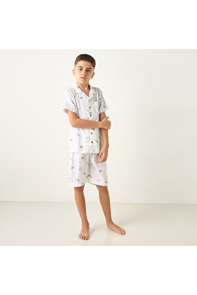 Juniors Palm Print Shirt and Shorts Set