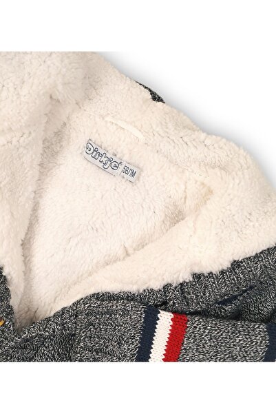 Dirkje Knitted cardigan, fur lined, striped