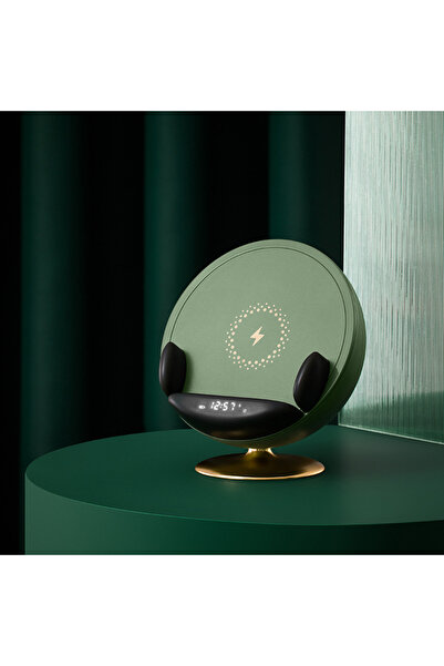 COOYA Wireless Charging Bluetooth Speaker Subwoofer Computer Desktop Jack Alarm Clock Retro Small Stereo