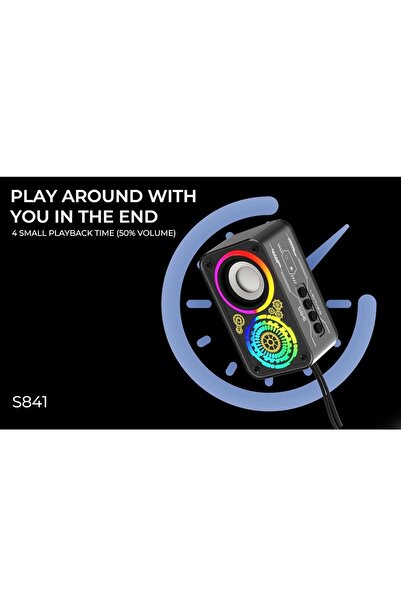 Lenyes S841 Wireless Bluetooth Portable Speaker, 10W, Bluetooth v5.3, RGB, 4H Playtime (Black)