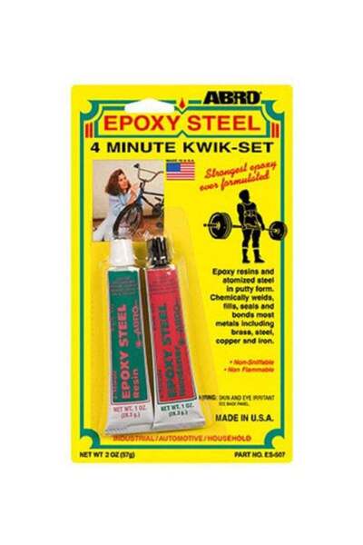 Abro Quick-Setting Epoxy Glue Set - Ready in 4 Minutes for Steel (2-Pack)