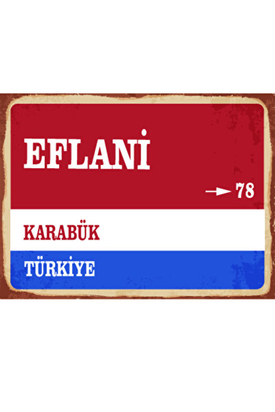 BiveSa Karabük ili Eflani İlçesi Retro Ahşap Sokak Tabelası