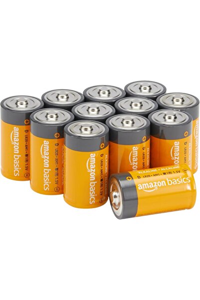 Amazon basics بطاريات قلوية من النوع D - عبوة من 12 بطارية