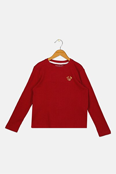 True Religion Kids Boy Crew Neck Long Sleeves Graphic Print T-Shirt, Red