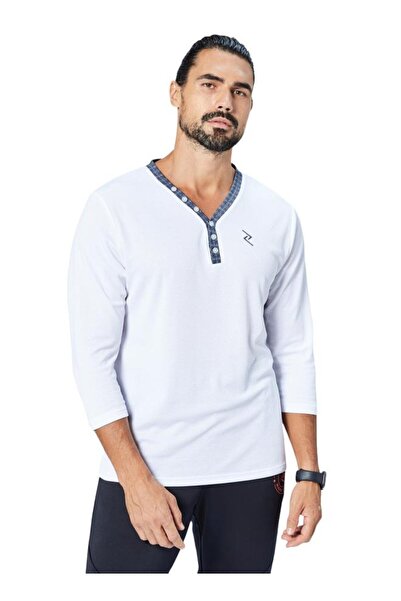 Zaecy Men's V-neck 3/4 sleeve T-shirt