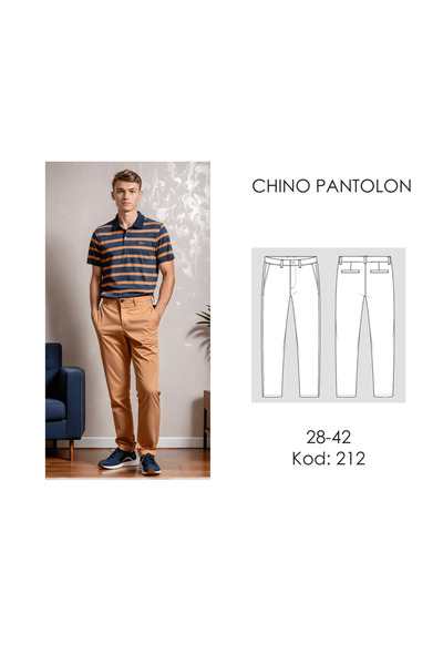Handmade Erkek Chino Pantolon Dikiş Kalıbı ve Dikim Talimatı, 28-42