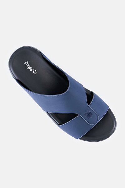 Algspar Men 2 Strap Slip On Arabic Sandals, Navy
