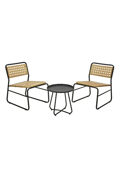 Koopman Set mobilier de grădină 2 scaune și masă rotundă, structură metalică,...