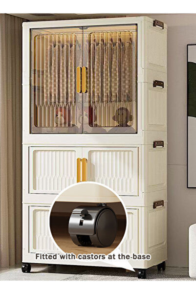 Generic Foldable Stackable Clothes Storage Bins , Freestanding Portable Wardrobe Closet Organizer 85cm Wide